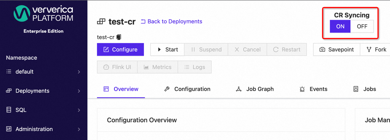 Configure CR UI