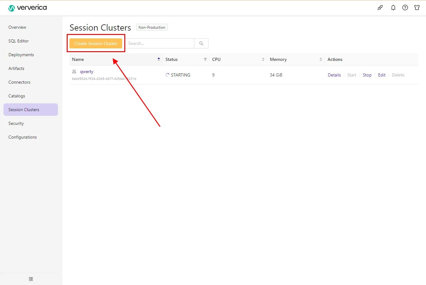 Create a session cluster