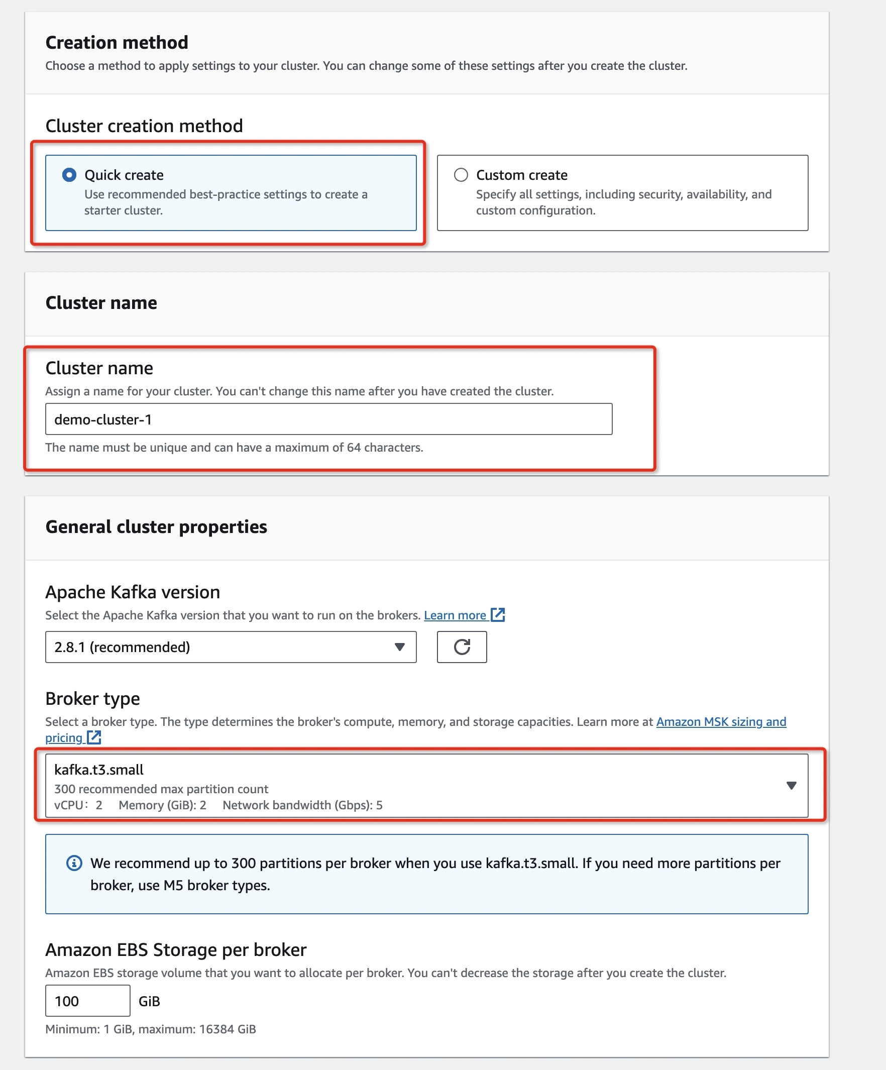 Create cluster step 1