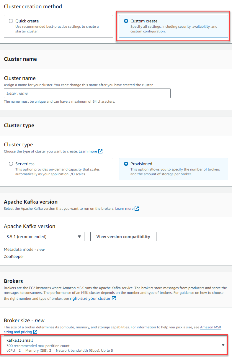 Create cluster step 1