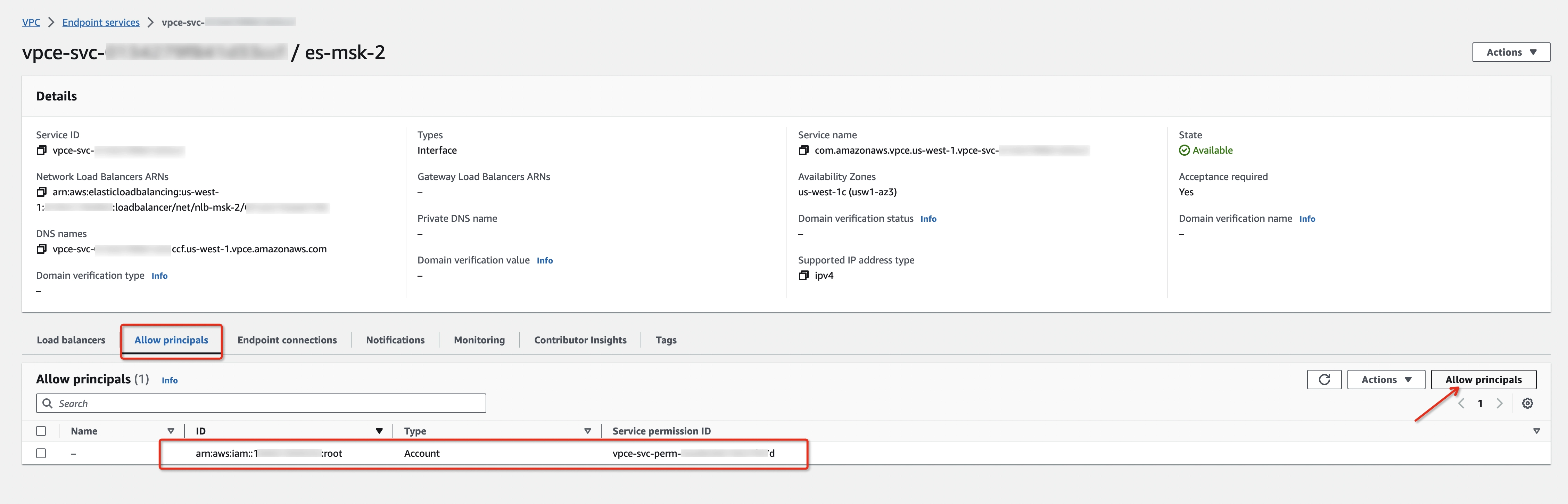 Configure allow principals