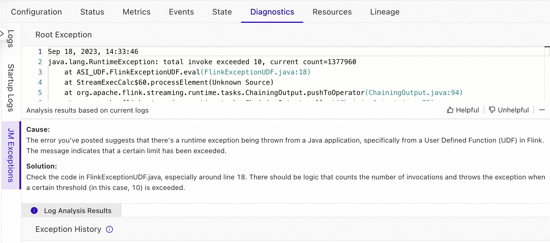 Automated Exception Log Analysis in Development State