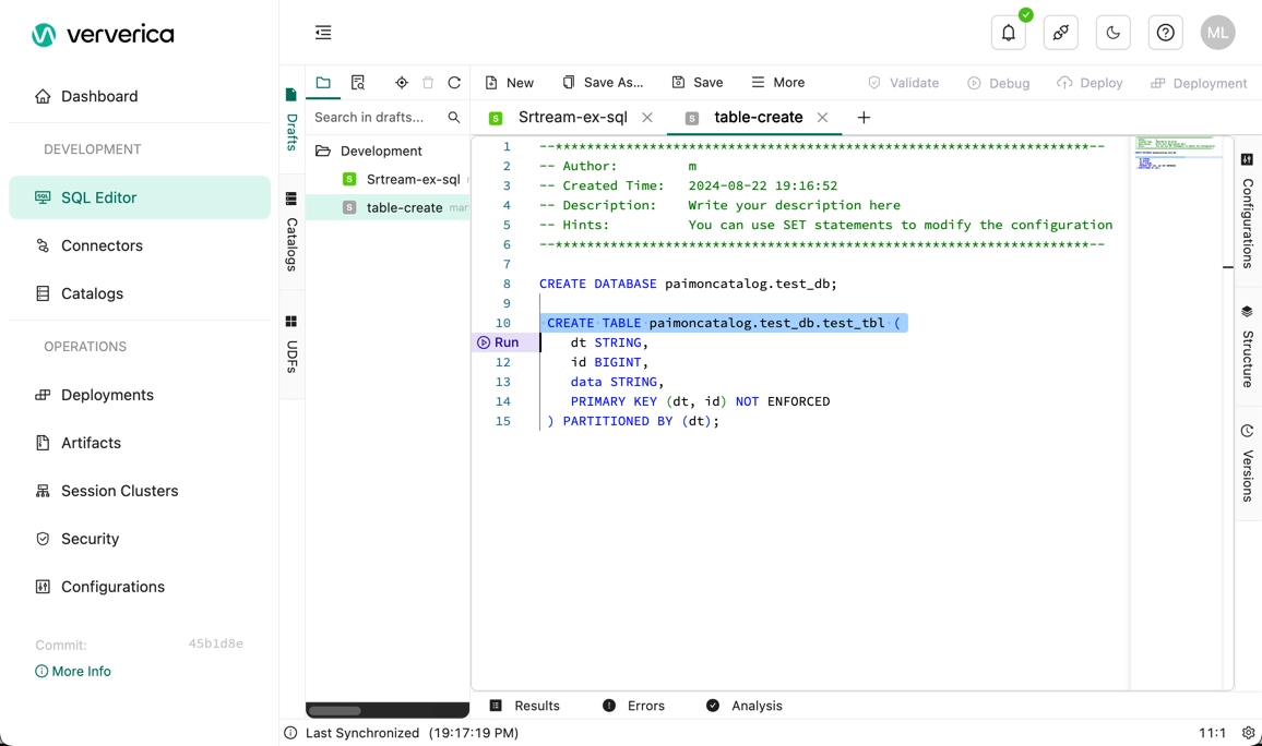 Execute SQL statement