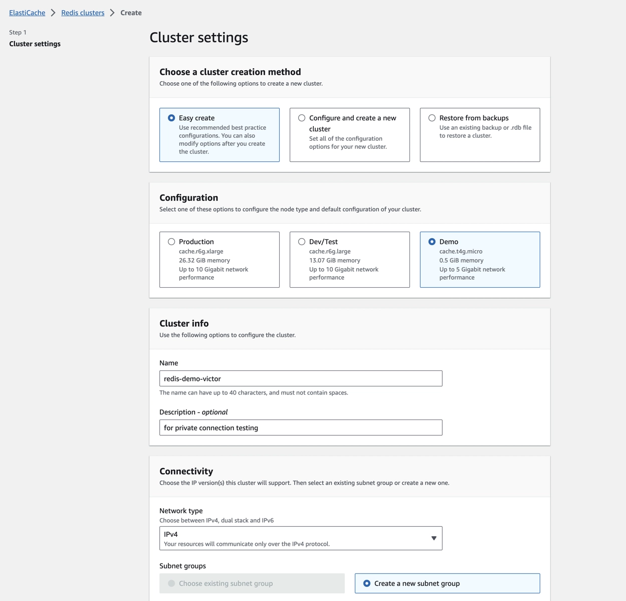 Create redis cluster step 1