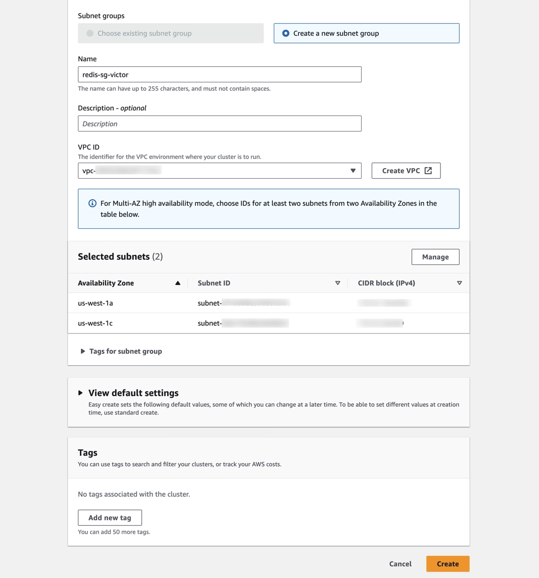 Create redis cluster step 2