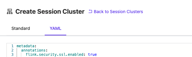 Enable Session Cluster SSL YAML
